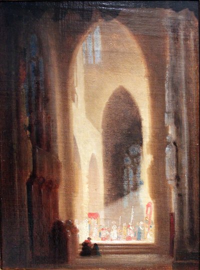 Church Interior with Procession by Carl Spitzweg
